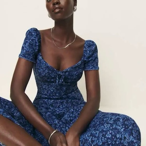 Reformation Shyla Blue Rose Midi Dress - Picture 2 of 10